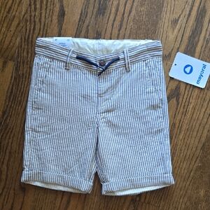 Mayoral Blue and White Striped Shorts